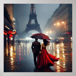 Impressionisme France Eiffel Tower and Couple Poster