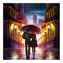 Impressionisme Frankrijk een paar dat in de regen 