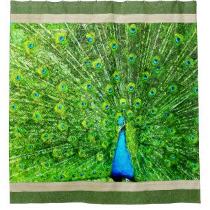 Impressionisme Green en Blue Peacock Douchegordijn