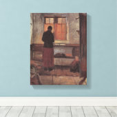 impressionisme, meisje in de keuken, Ancher Canvas Afdruk (Insitu (Houten vloer))