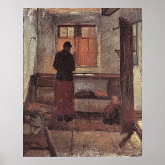 impressionisme, meisje in de keuken, Ancher Poster (Voorkant)