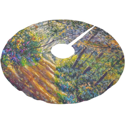 Impressionisme Path: Sunny Forest Waterverf Kerstboom Rok (Gekanteld)