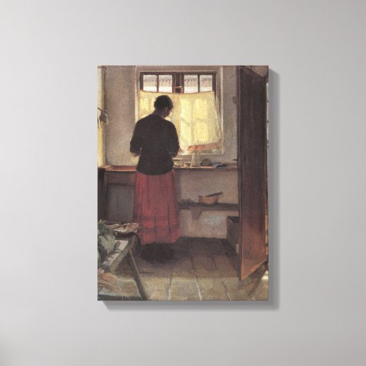 impressionisme, Pigen i Køkenet, Ancher Canvas Afdruk (Voorkant)