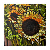Impressionisme Schilderij Landelijk Geel Zonnebloe Tegeltje (Voorkant)