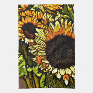 Impressionisme Schilderij Landelijk Geel Zonnebloe Theedoek
