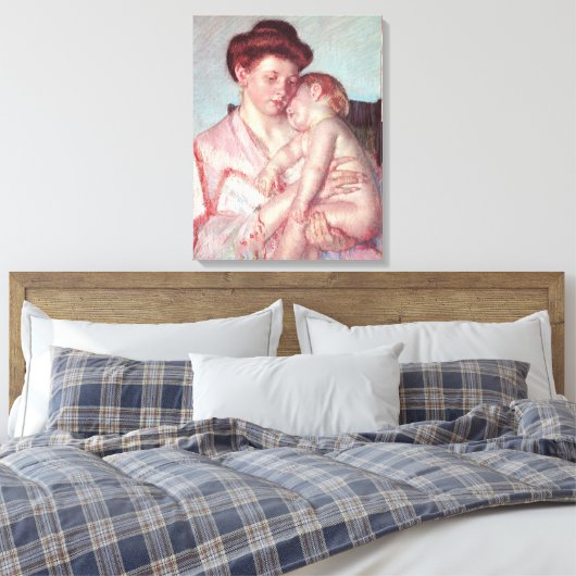 impressionisme, slaperige Baby van Mary Cassatt Canvas Afdruk (Insitu (Slaapkamer))