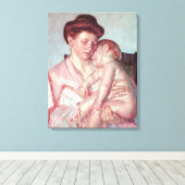 impressionisme, slaperige Baby van Mary Cassatt Canvas Afdruk (Insitu (Houten vloer))