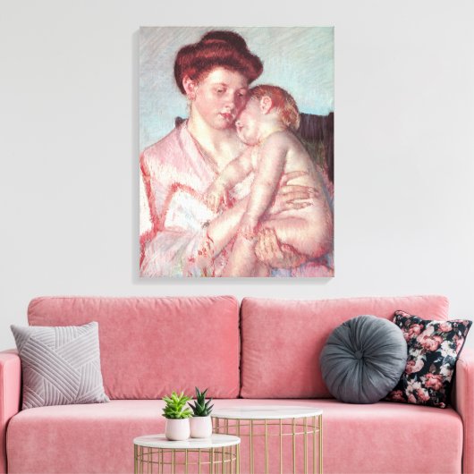 impressionisme, slaperige Baby van Mary Cassatt Canvas Afdruk (Insitu (Woonkamer))