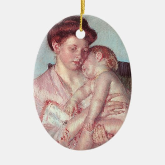  impressionisme, slaperige Baby van Mary Cassatt Keramisch Ornament (Voorkant)