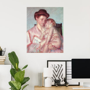 impressionisme, slaperige Baby van Mary Cassatt Poster