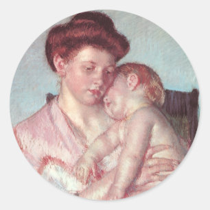  impressionisme, slaperige Baby van Mary Cassatt Ronde Sticker