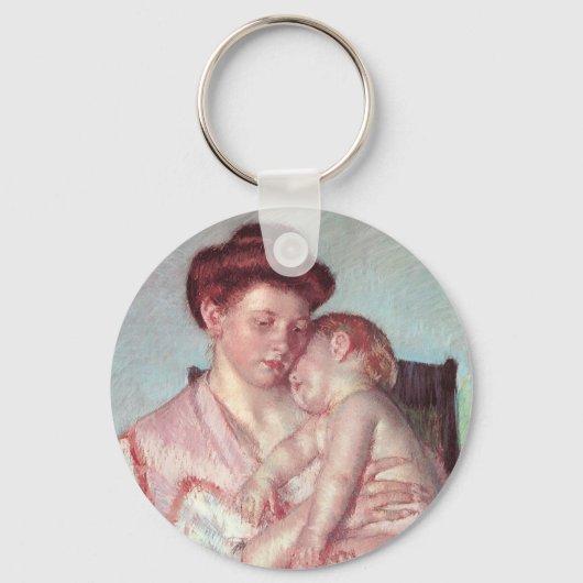  impressionisme, slaperige Baby van Mary Cassatt Sleutelhanger (Voorkant)