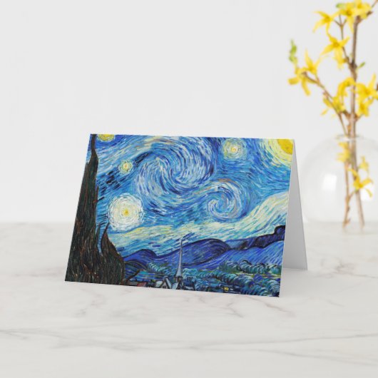 Impressionisme Vincent Van Gogh Starry Sterrennach Kaart (Gele Bloem)