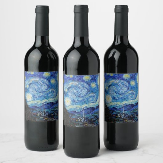 Impressionisme Vincent Van Gogh Starry Sterrennach Wijn Etiket (Flessen)