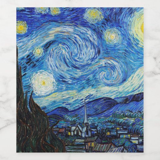 Impressionisme Vincent Van Gogh Starry Sterrennach Wijn Etiket (Enkel label)