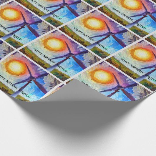 Impressionisme Zonne- en Windenergie Cadeaupapier (Hoek)