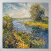 Impressionist A I Schilderij Springtime by River Poster (Voorkant)