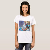 Impressionist Art Poodles Paris Cafe Tee Shirt (Voorkant volledig)