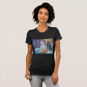 Impressionist Art Poodles Paris Cafe Womens T-shir T-shirt (Voorkant volledig)
