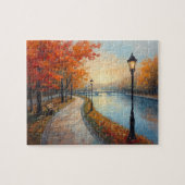 Impressionist Autumn River Walk Lamp Posts Legpuzzel (Horizontaal)