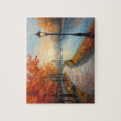 Impressionist Autumn River Walk Lamp Posts Legpuzzel (Verticaal)