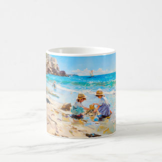 Impressionist Beach Play – Children by the Sea Art Koffiemok