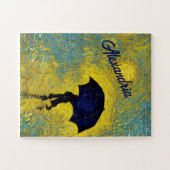 Impressionist Blue Child Umbrella Yellow Landschap Legpuzzel (Horizontaal)