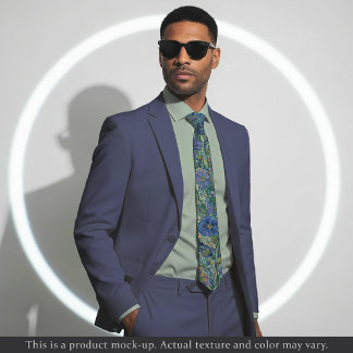 Impressionist Blue Floral Necktie Stropdas