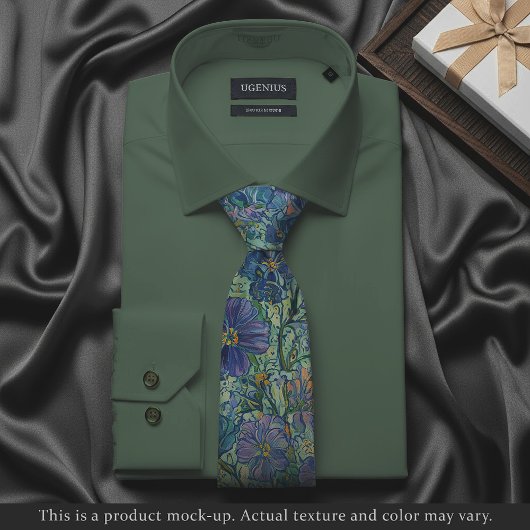 Impressionist Blue Floral Necktie Stropdas