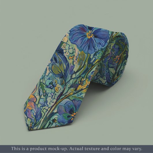 Impressionist Blue Floral Necktie Stropdas