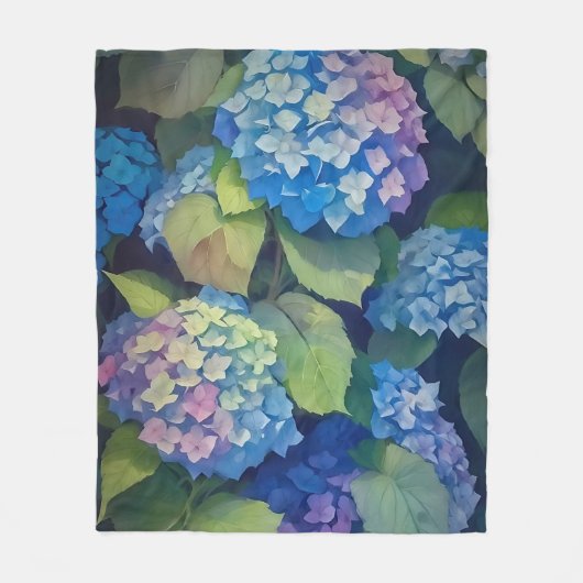Impressionist Blue Hydrangeas Fleece Deken (Voorkant)