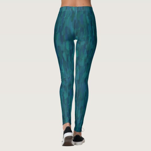 Impressionist Brush Strokes, Navy, Teal, Blue Leggings (Achterkant)