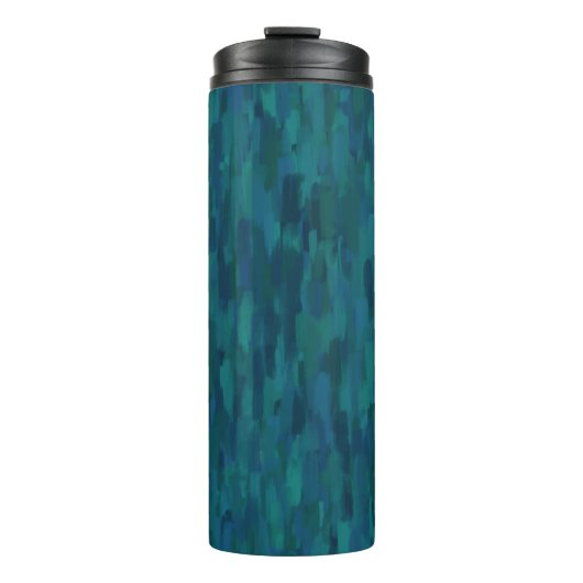 Impressionist Brush Strokes, Navy, Teal, Blue Thermosbeker (Voorkant)