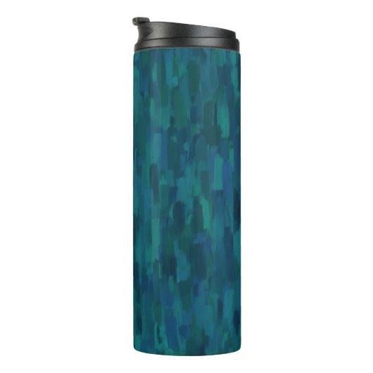 Impressionist Brush Strokes, Navy, Teal, Blue Thermosbeker (Geroteerd rechts)