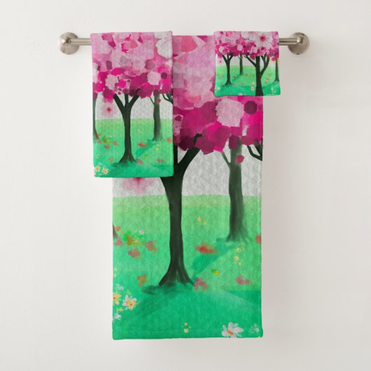 Impressionist cherry blossom douchergordijn bad handdoek (Insitu)