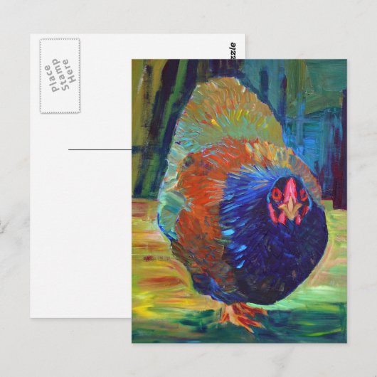 Impressionist chicken art briefkaart (Voorkant / Achterkant)
