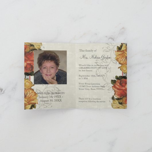 Impressionist Coral Yellow Rose 2 Memorial Service (Binnen)