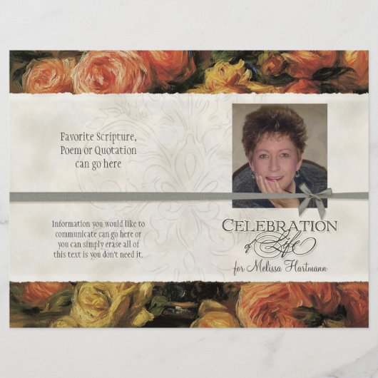 Impressionist Coral Yellow Rose 2 Memorial Service (Voorkant)