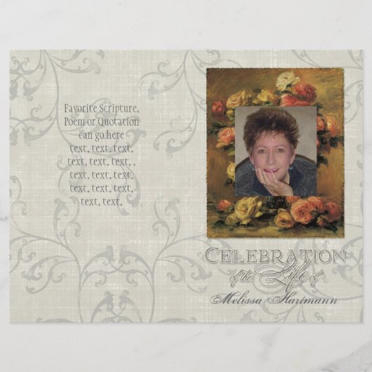 Impressionist Coral Yellow Rose 2 Memorial Service (Voorkant)