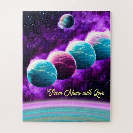 Impressionist Cosmic Turquoise en Paarse Universe Legpuzzel (Verticaal)