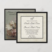 Impressionist Crème Roze Rozen - Bruiloft uitnodig Kaart (Voorkant / Achterkant)