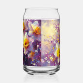 Impressionist Daffodil Floral Paarse gele kunst Blikvorm Glas (Links)