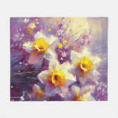 Impressionist Daffodil Floral Paarse gele kunst Fleece Deken (Voorkant (Horizontaal))