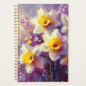 Impressionist Daffodil Floral Paarse gele kunst Planner (Voorkant)
