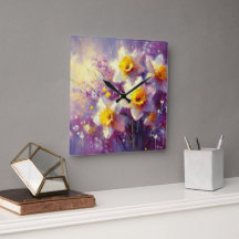 Impressionist Daffodil Floral Paarse gele kunst