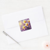 Impressionist Daffodil Floral Paarse gele kunst Vierkante Sticker (Envelop)