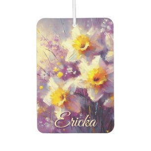 Impressionist Daffodil Floral Paarse gepersonalise Luchtverfrisser