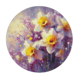 Impressionist Daffodil Floral Paarse Yellow Snijplank