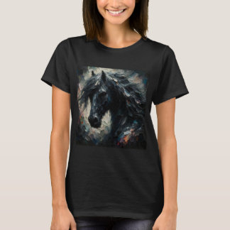 Impressionist donker paard T-shirt