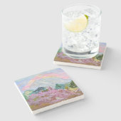 Impressionist Fantasy Landscape Waterverf Rainbow Stenen Onderzetter (Zijkant)